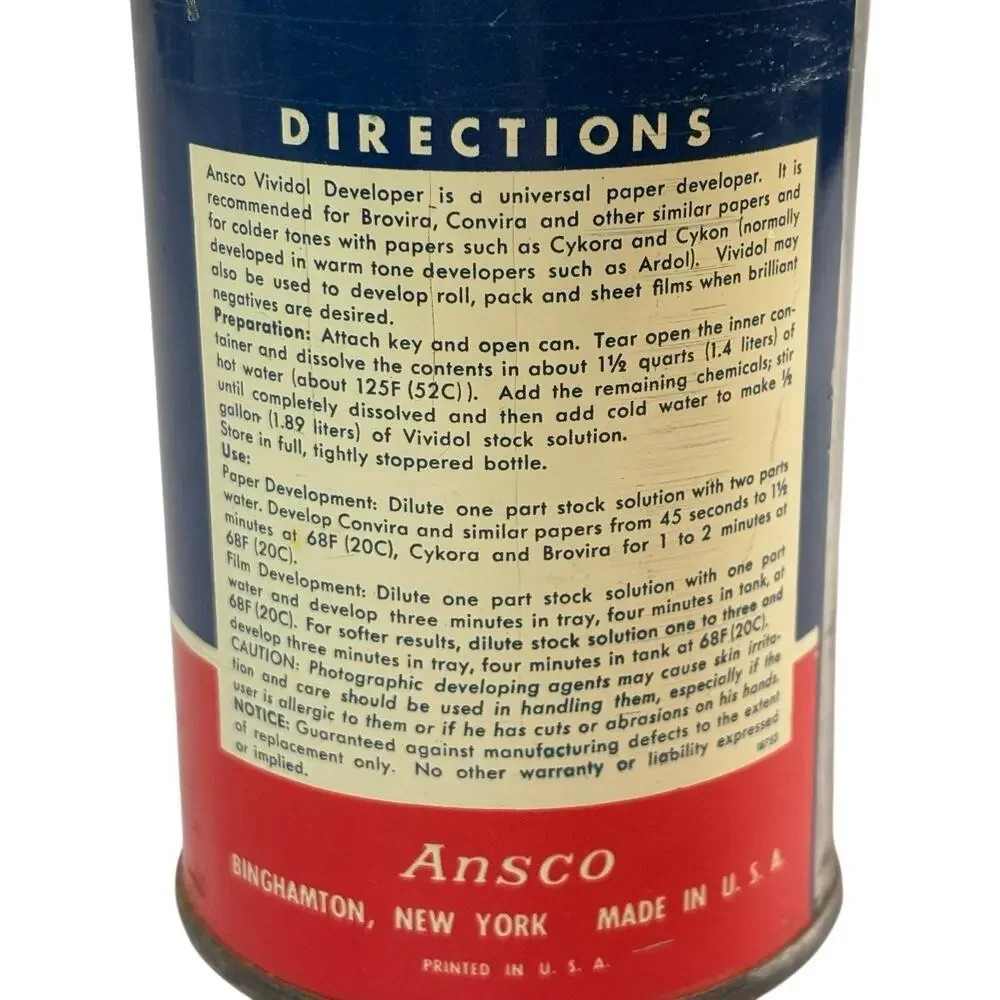 SEALED VTG Ansco Vividol Paper and Film Developer 1/2 Gallon Size 1.89 Liters